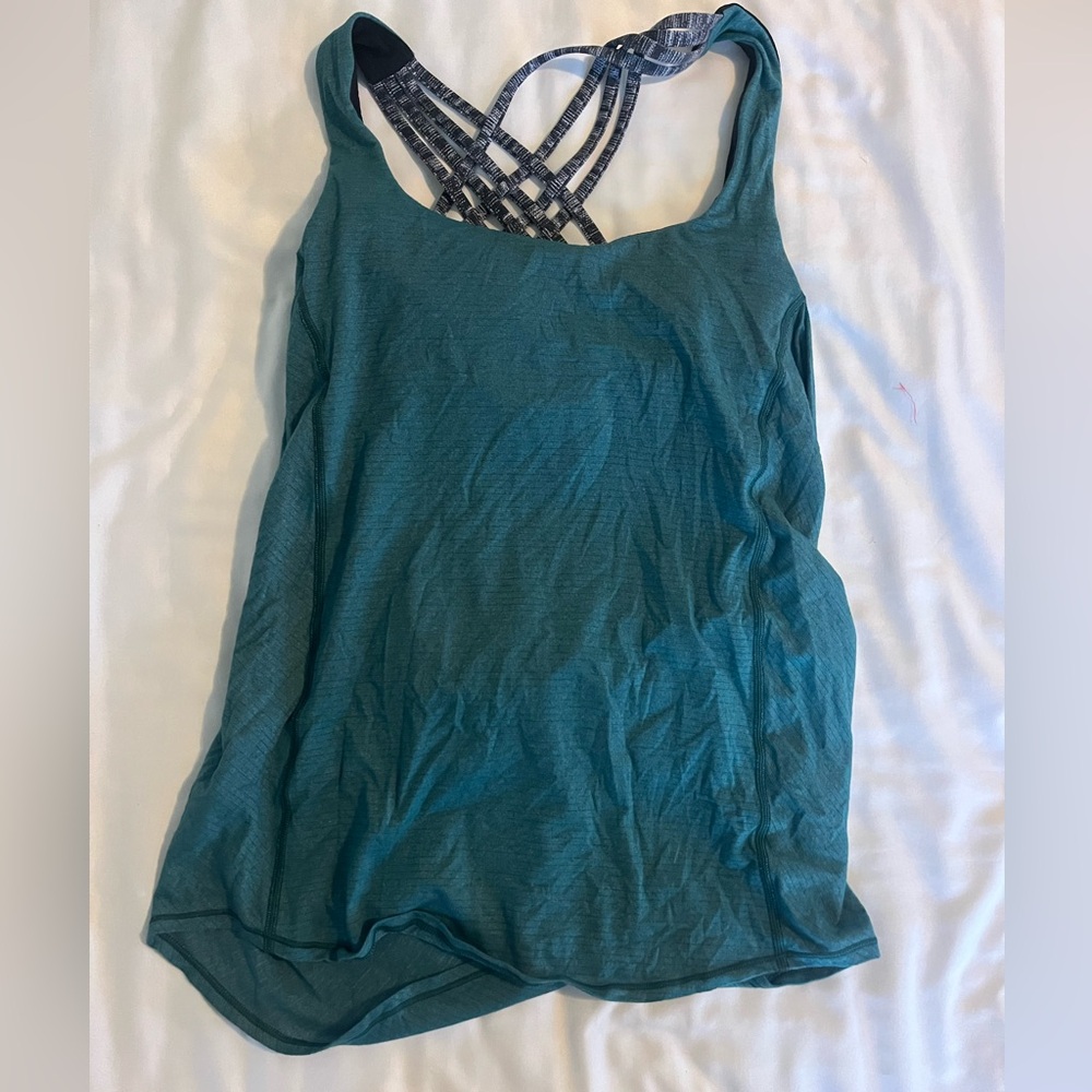 Lululemon tank top teal with gray size 6